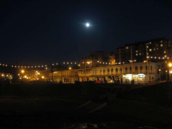 The promenade at Ilfracombe, Devon in the moonlight